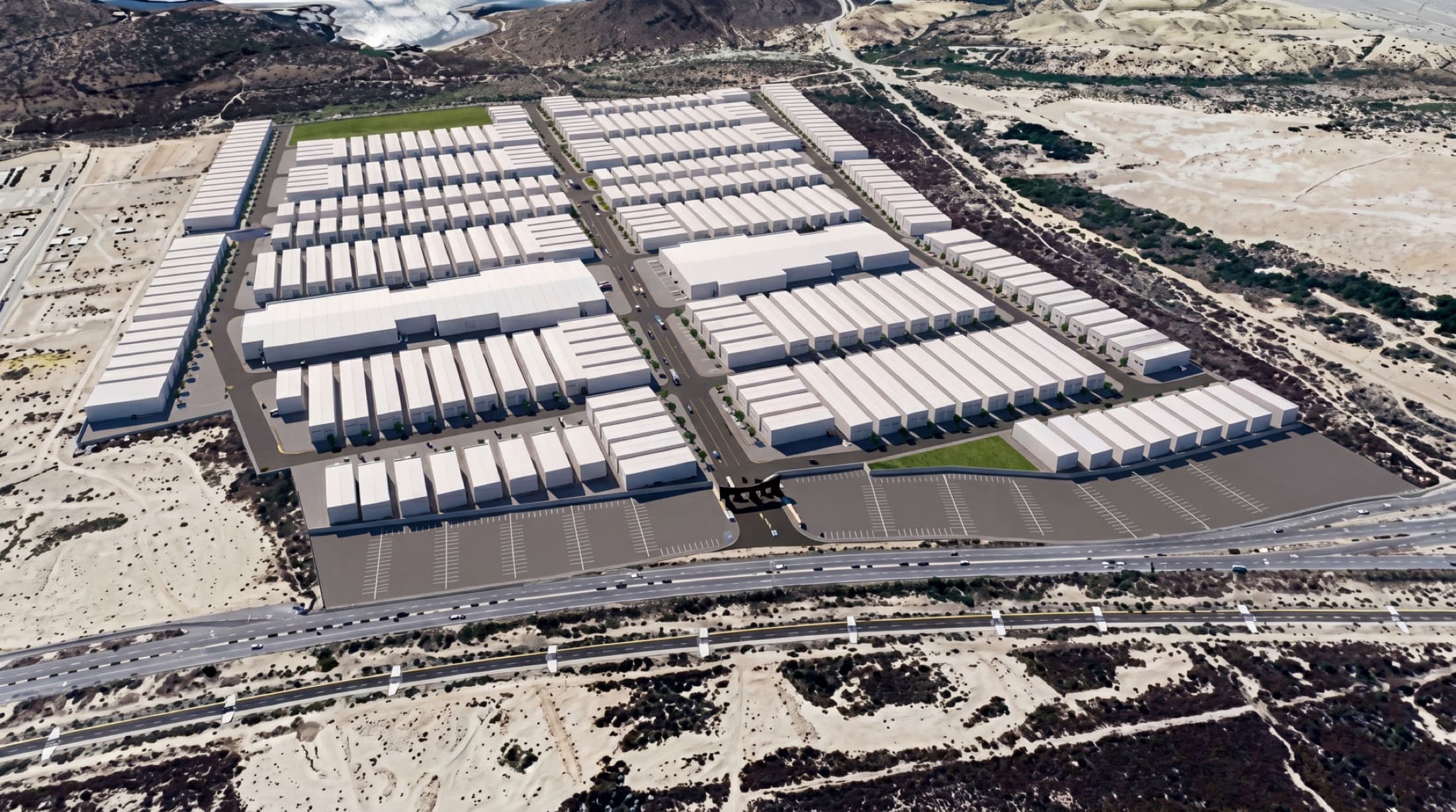 Vista aérea de La Sierra Industrial Park en García, Nuevo León